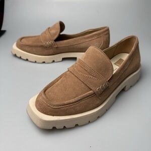 Dolce Vita Women's Size 8 Tan Suede Chunky Platform Loafers Lug Sole Slip On